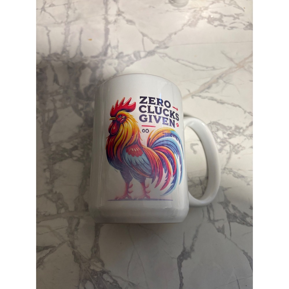 Funny Rooster Mug‎ Zero Clucks Given Coffee Cup Novelty Gift - Picture 2 of 4